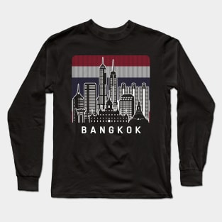 Bangkok Thailand Skyline Flag Long Sleeve T-Shirt